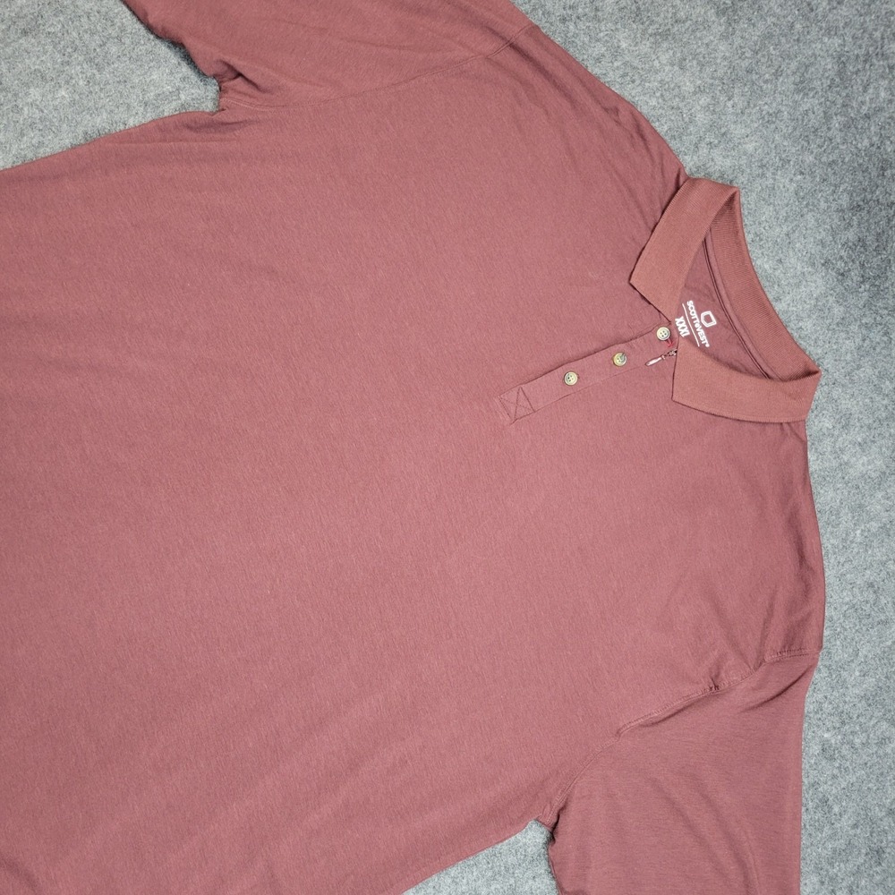 Scottevest Polo Shirt Mens 3XL Maroon Stretch Golf Performance Side Slit Popover